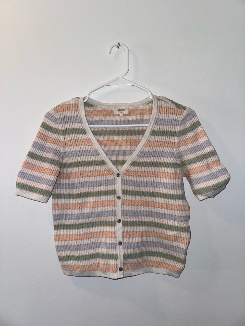 Gentle Fawn Pastel Striped Button-Down Knit Top